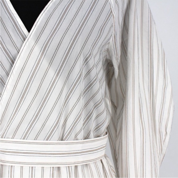 NWOT A.L.C. Enzo Striped Cotton-Blend Poplin Mini Wrap Dress Size 6 - Picture 16 of 16